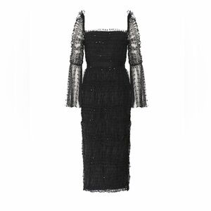 NWT Self-Portrait Black Dot Mesh Midi Dress | size 12